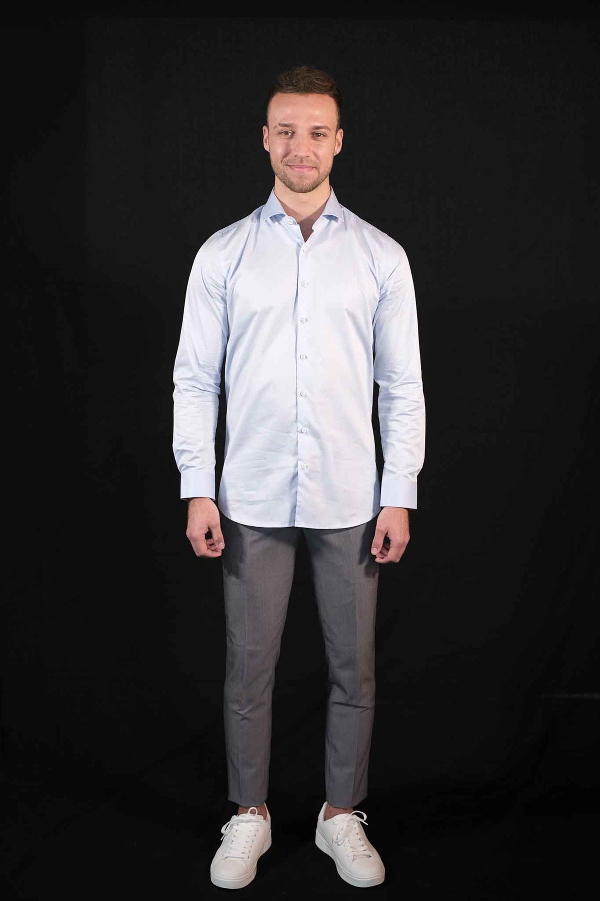 High Quality Twill Shirt Light Blue Modern Fit (Straight Cut)