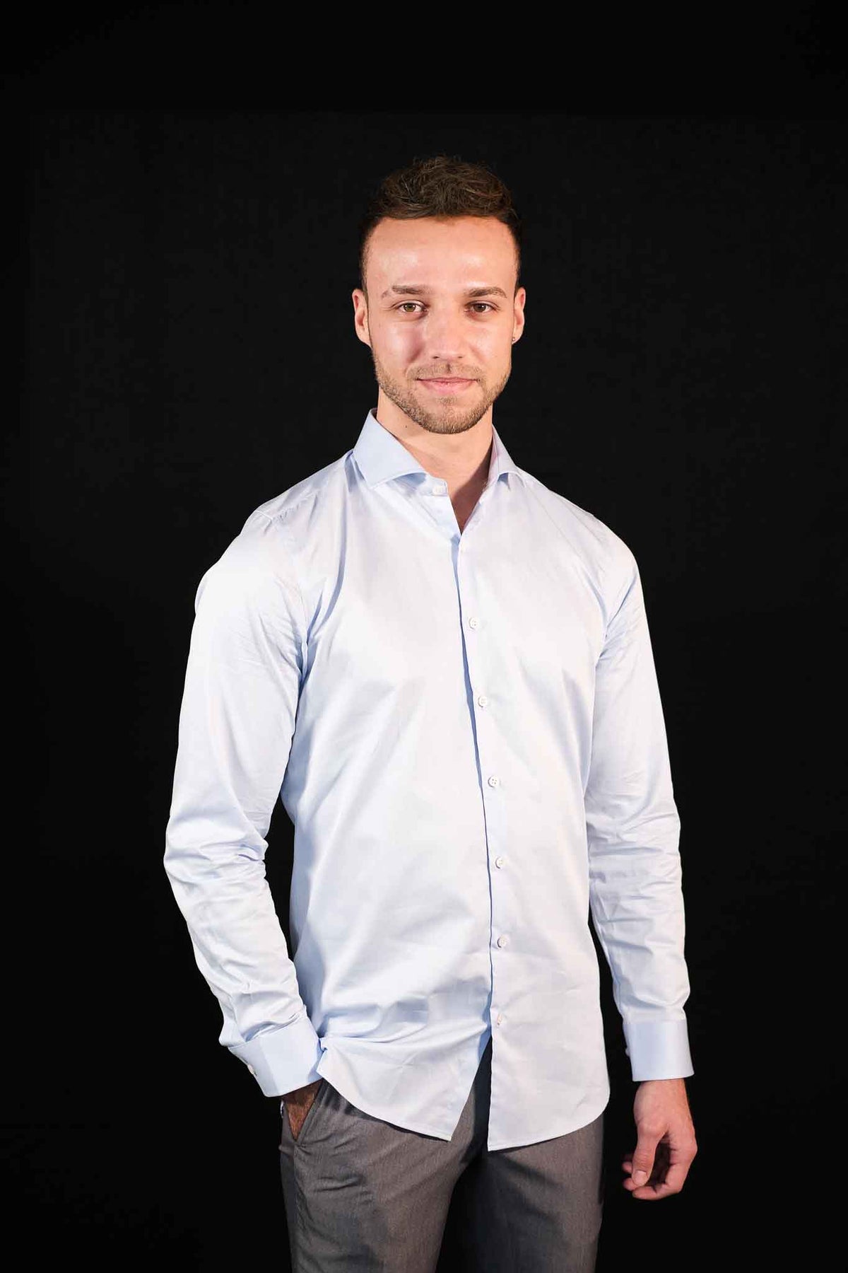 High Quality Twill Shirt Light Blue Fitted (Slim Fit)