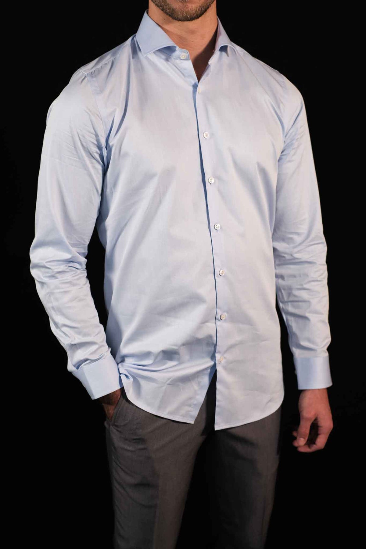 High Quality Twill Shirt Light Blue Modern Fit (Straight Cut)