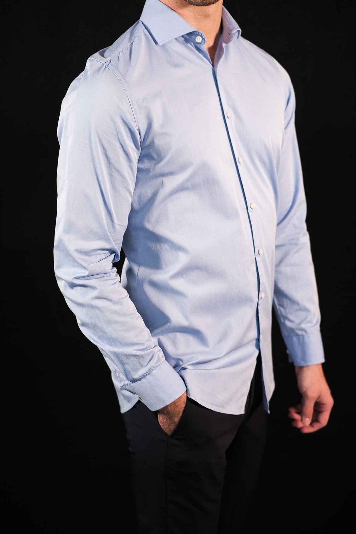 High Quality Twill Shirt Medium Blue Modern Fit (Straight Cut)