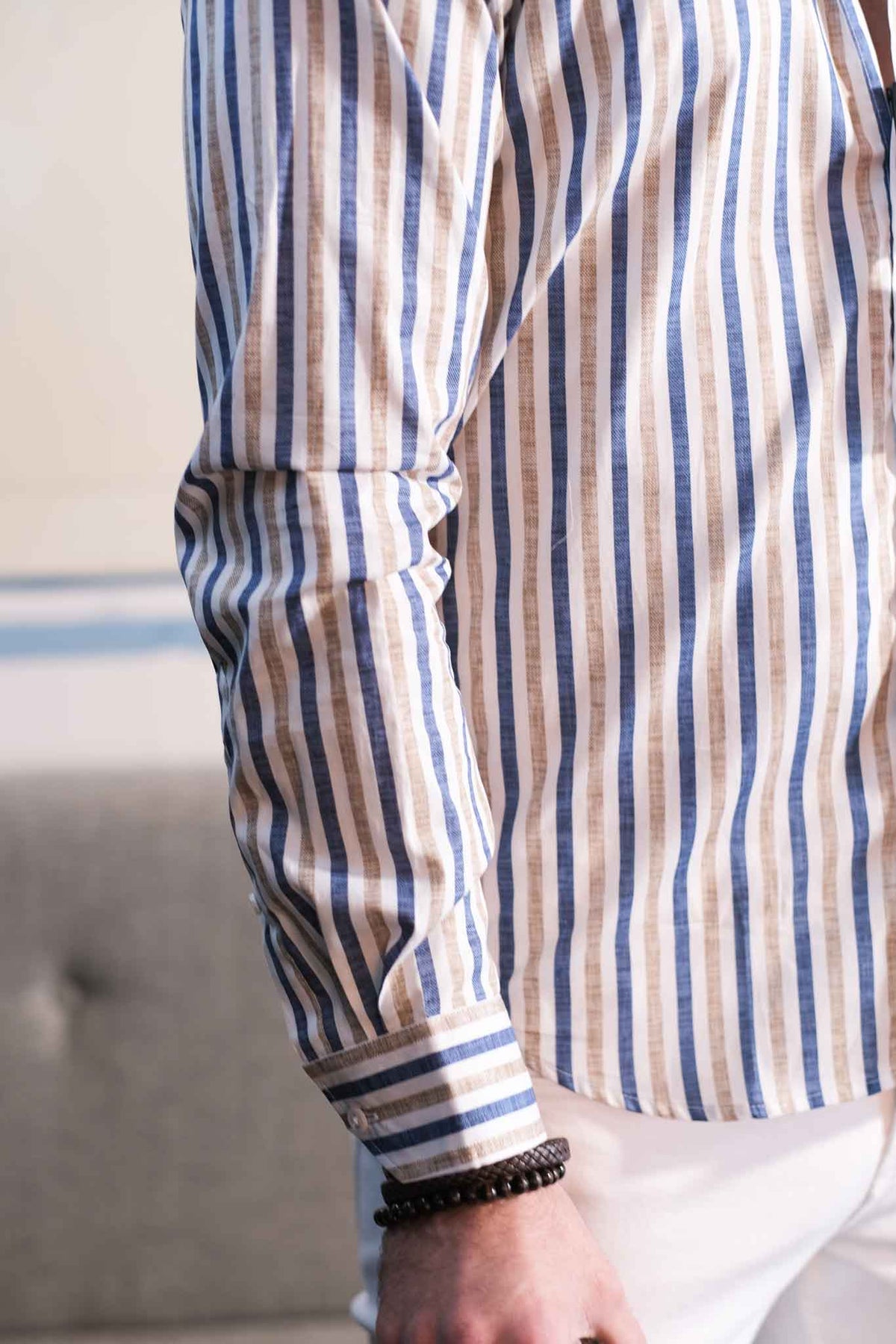 Casual shirt with stripes in beige (Art. 2242-C)
