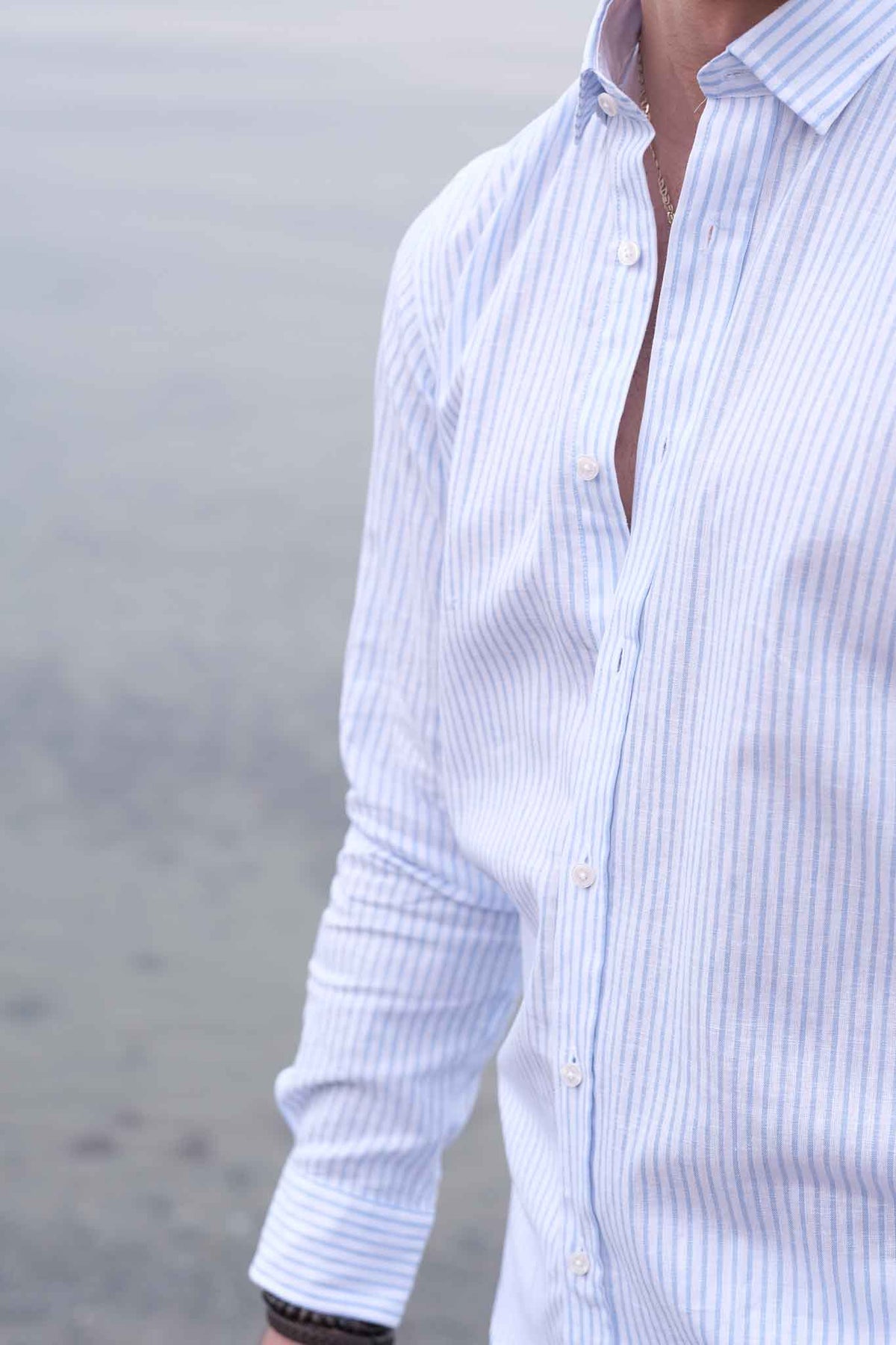 Linen shirt with stripes in light blue (Art. 2262-C)