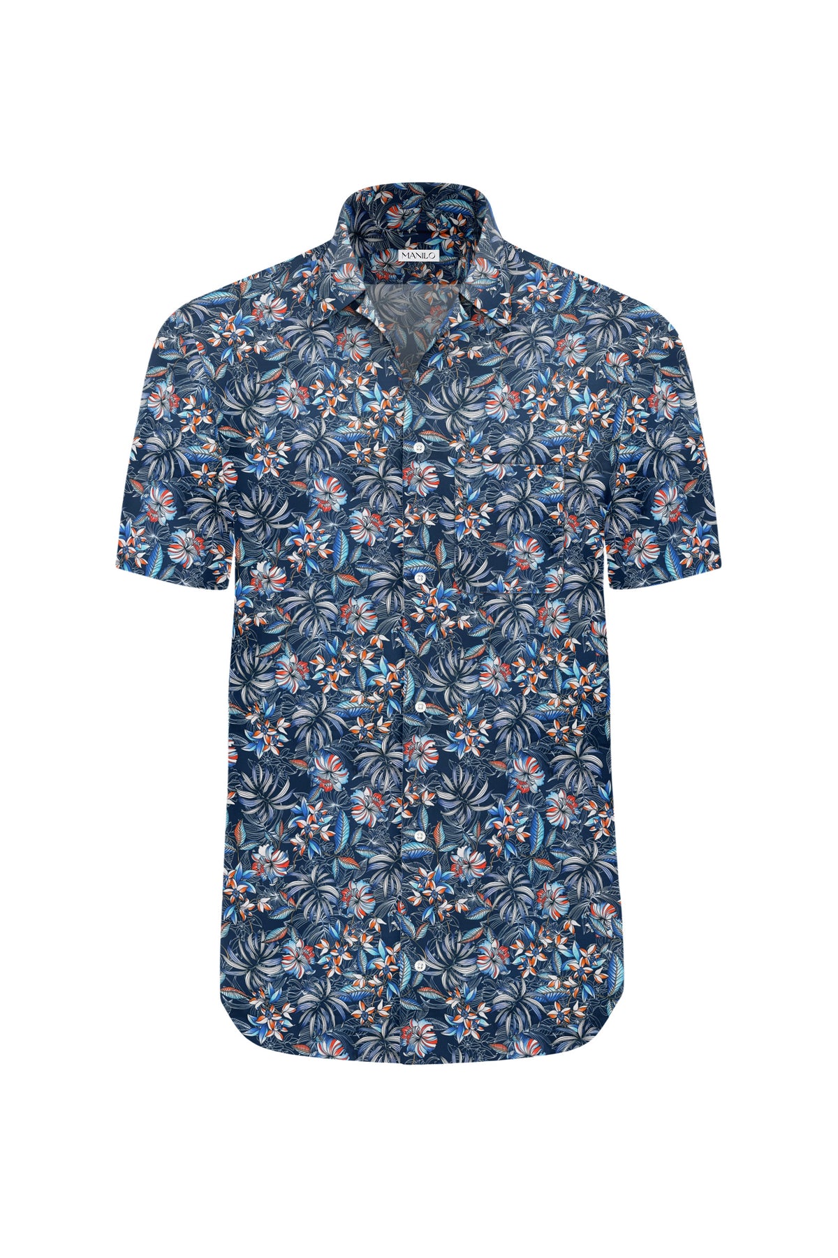 Hawaiian shirt with print pattern in navy (Art. 2204-BS)