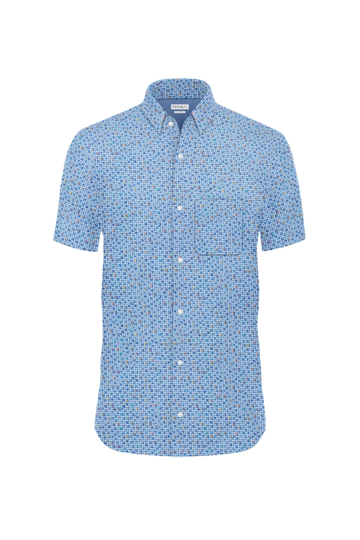 Casual shirt with check pattern in blue (Art. 2217-C-KA)