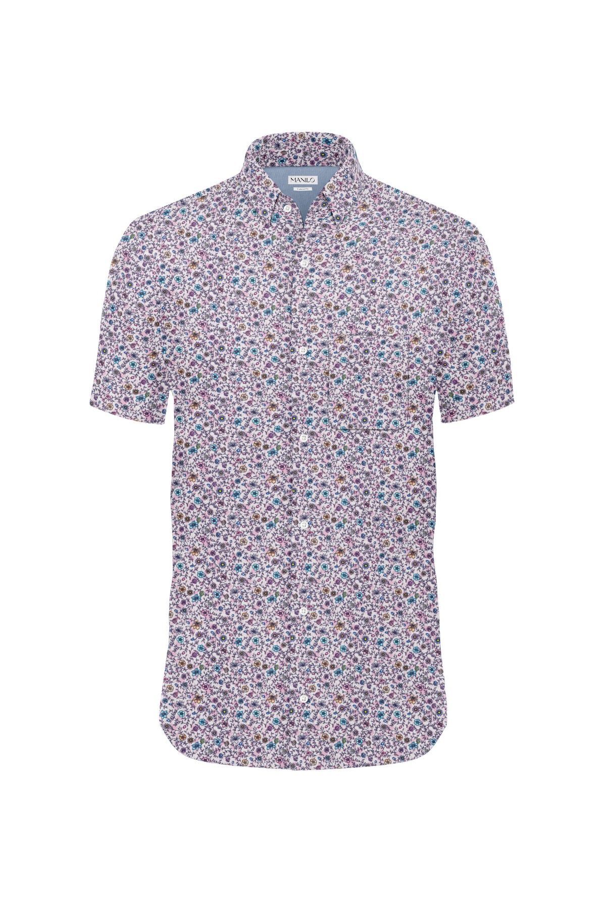 Casual shirt with floral pattern in pink (Art. 2225-C)