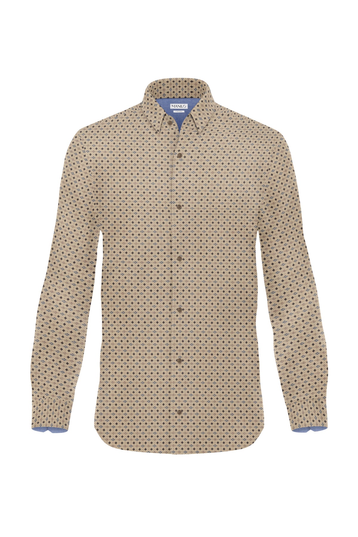 Casual shirt with graphic pattern in beige (Art. 2232-C)