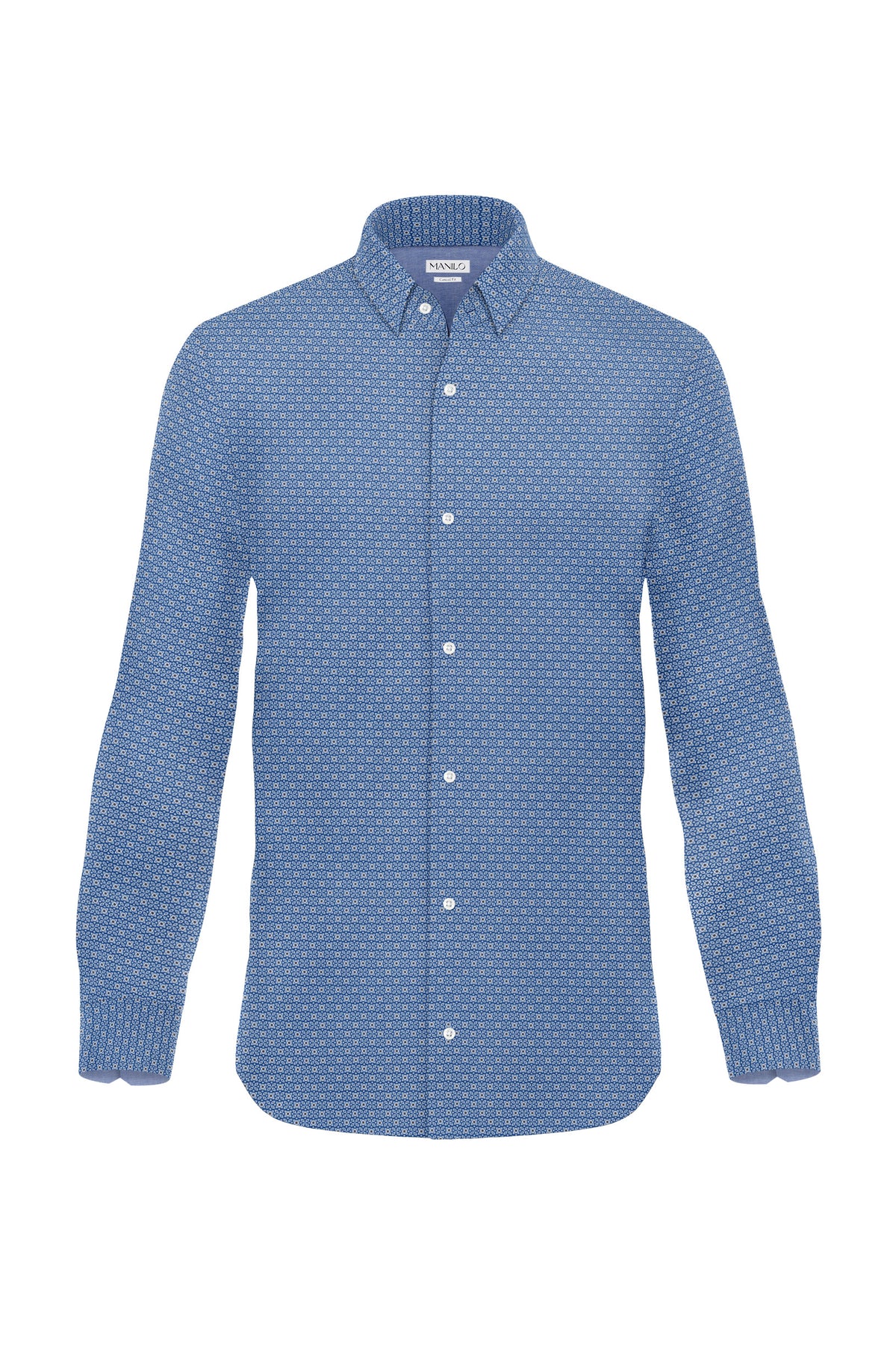 Casual shirt with graphic pattern in navy/brown (Art. 2238-C)