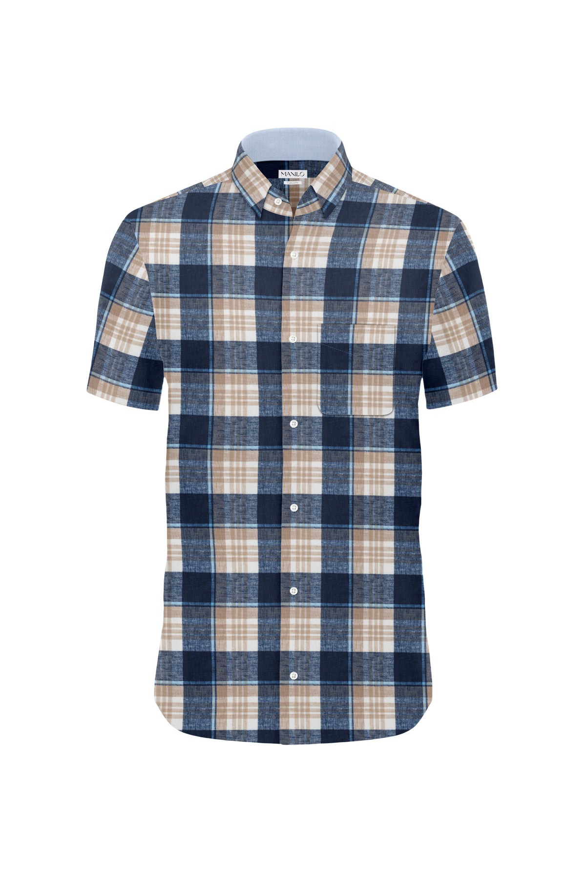 Casual shirt with check pattern in beige (Art. 2244-C-KA)