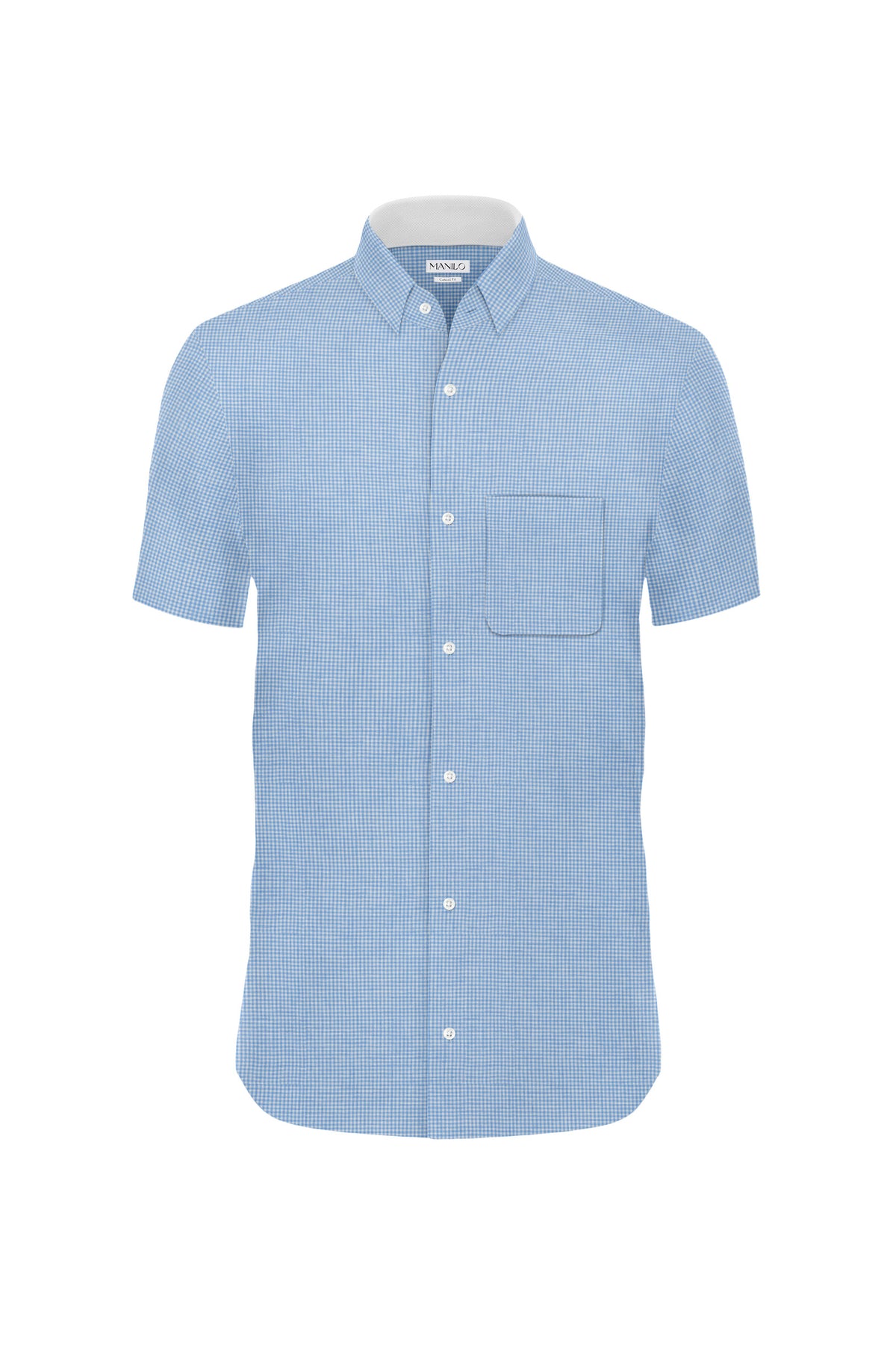 Chemise en lin à carreaux bleu clair (art. 2266-C-KA)
