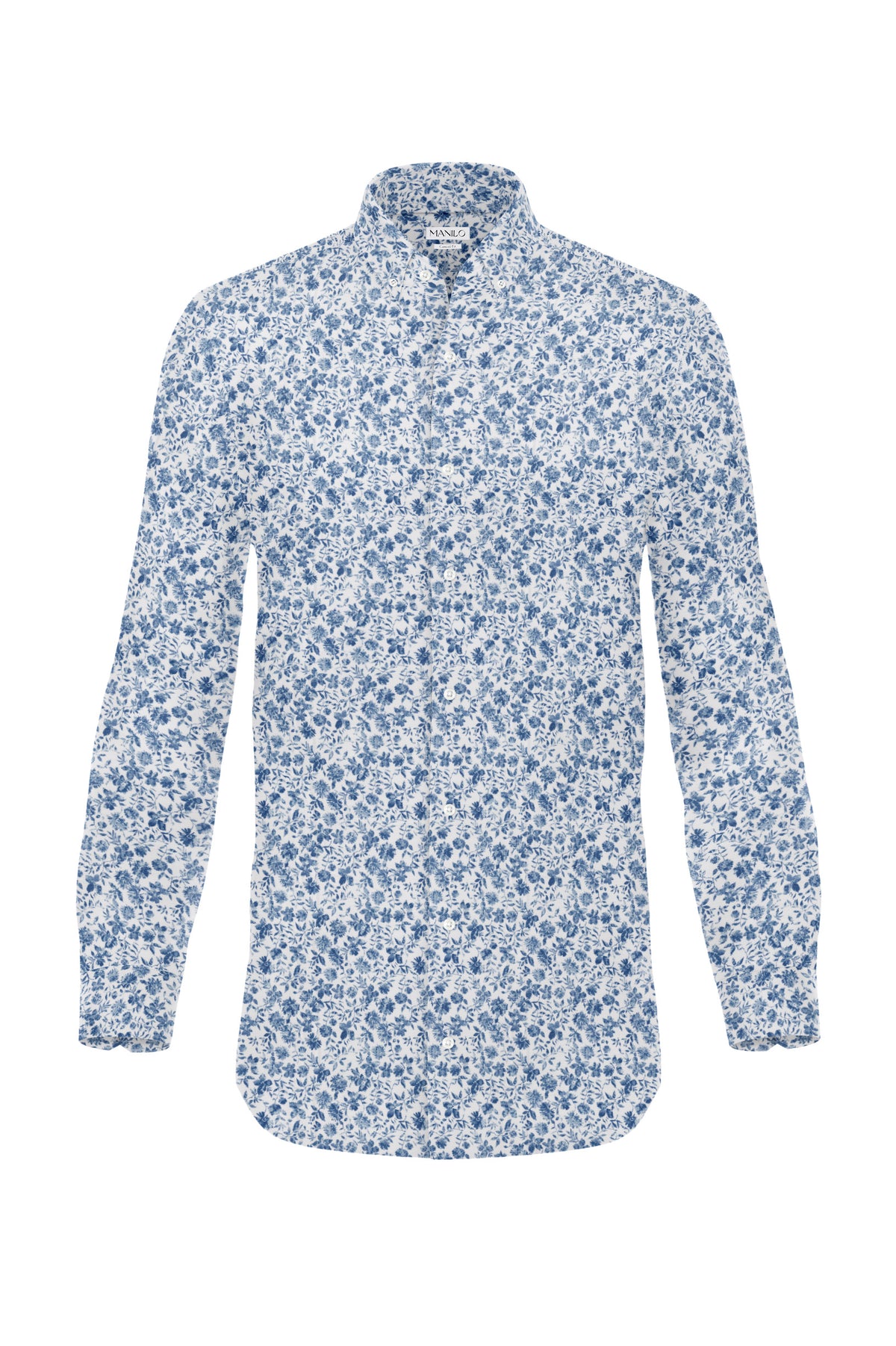 Printed casual shirt with floral pattern in white/blue (Art. 2104-C)