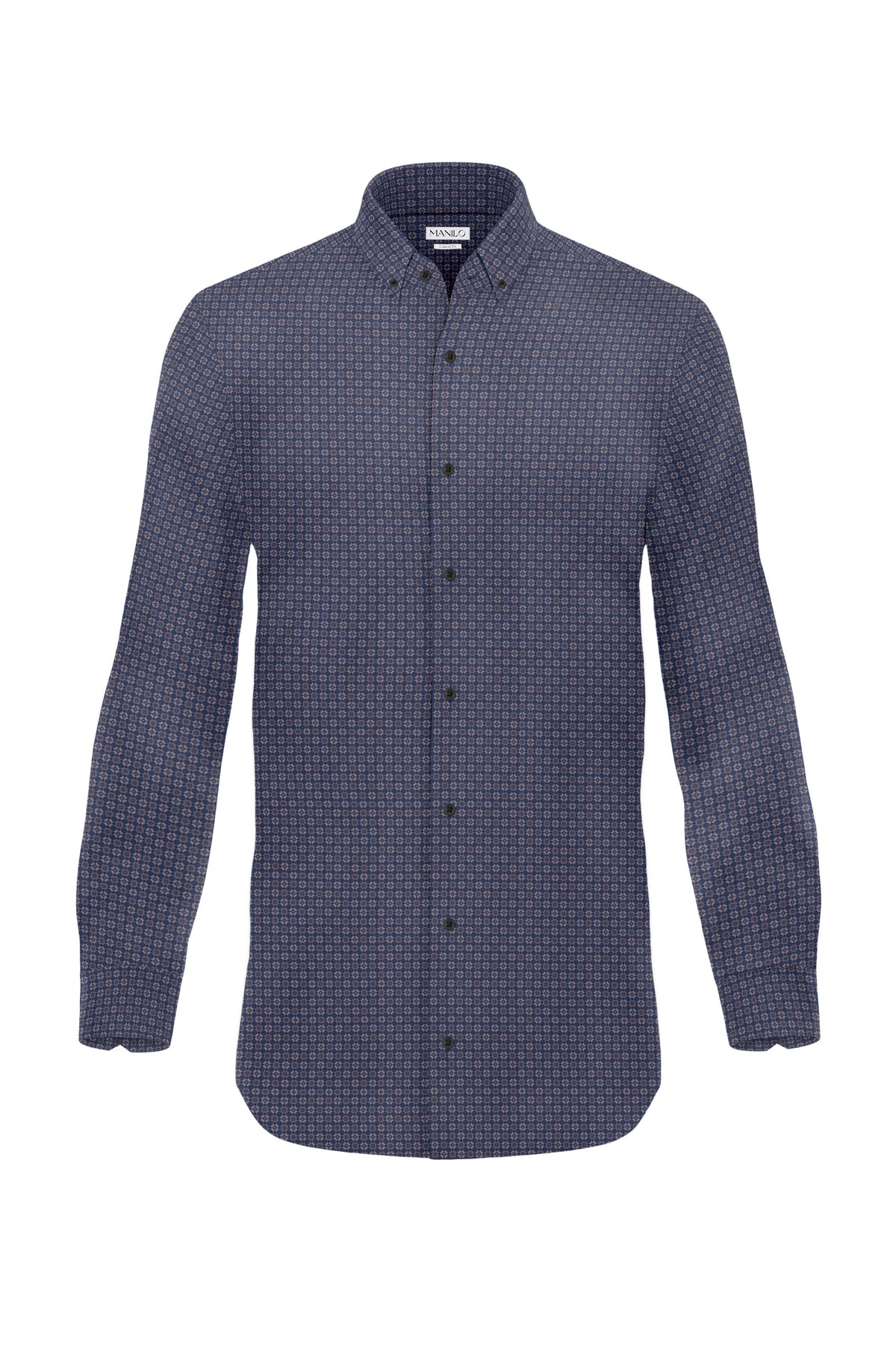 Printed casual shirt with graphic pattern in dark brown (Art. 2112-C)