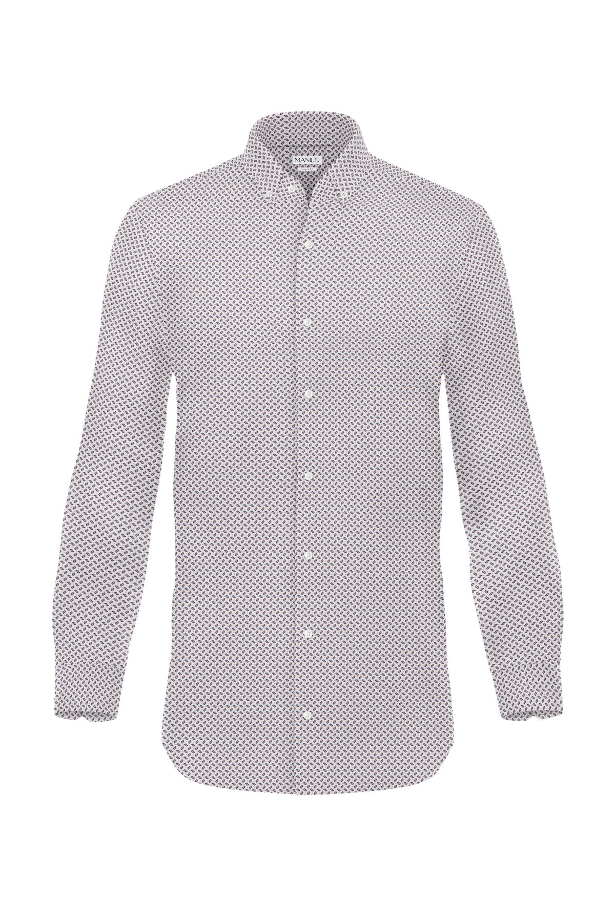 Printed casual shirt with graphic pattern in white/brown (Art. 2114-C)