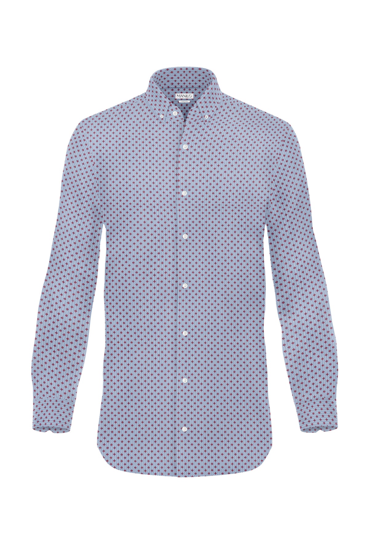 Printed casual shirt with graphic pattern in light blue/red (Art. 2118-C)