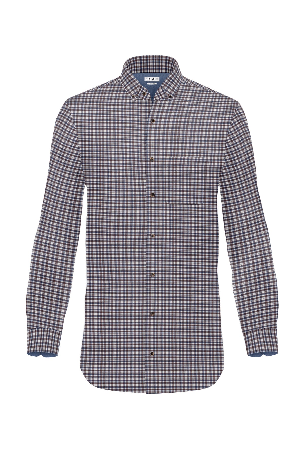 Casual shirt with check pattern in blue/white (Art. 2121-C)