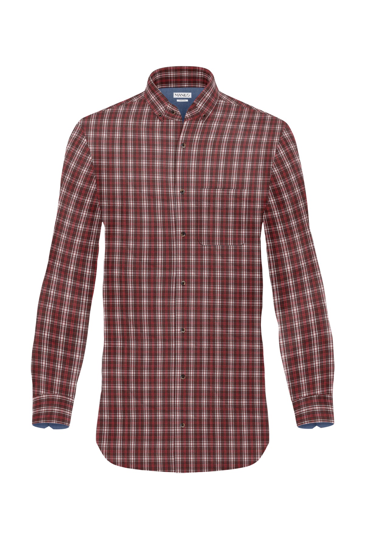 Casual shirt with check pattern in orange/brown (Art. 2124-C)