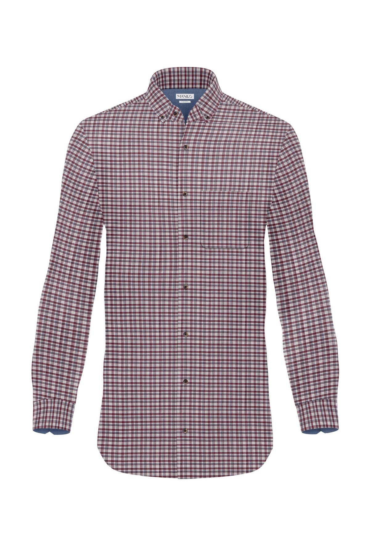 Leisure shirt with check pattern in wine red/white (Art. 2125-C)