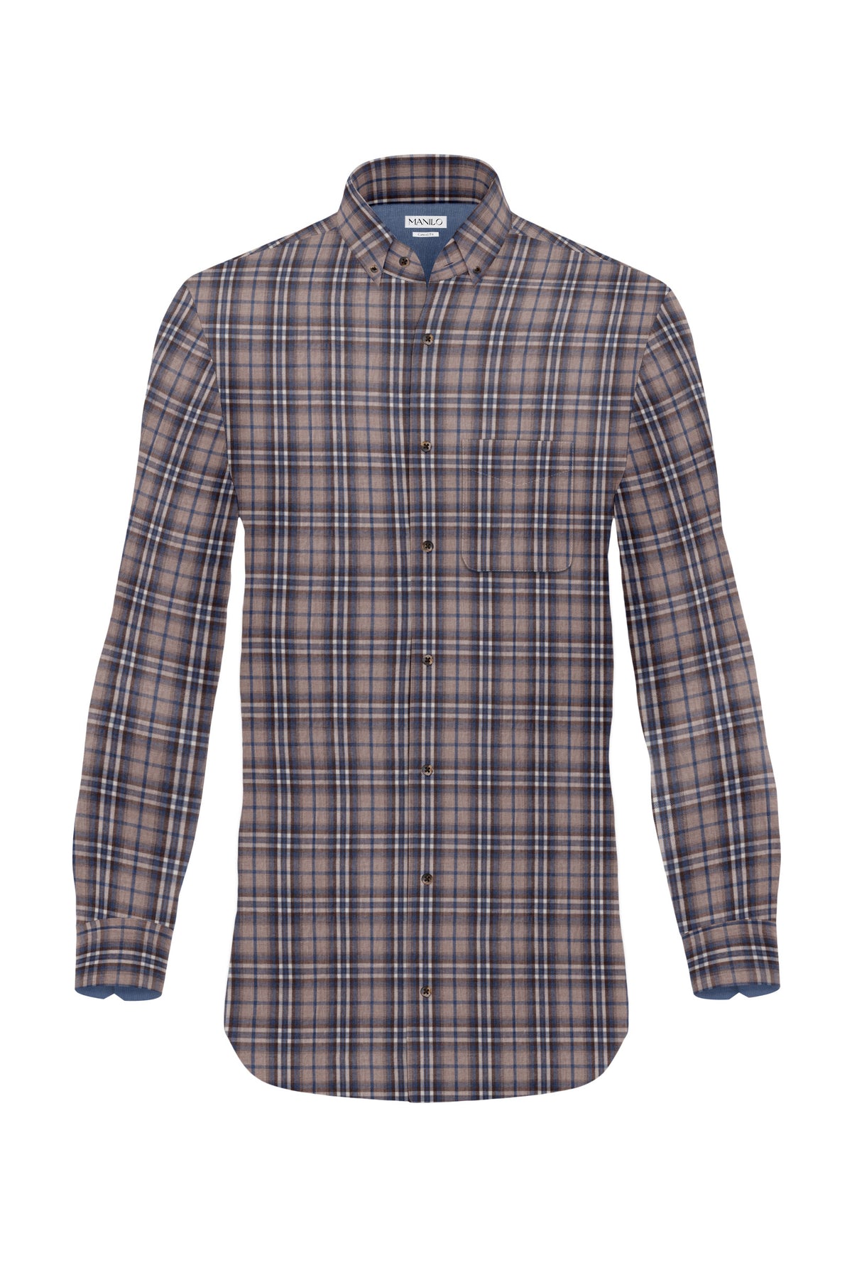 Flannel shirt with check pattern in beige (Art. 2133-C)