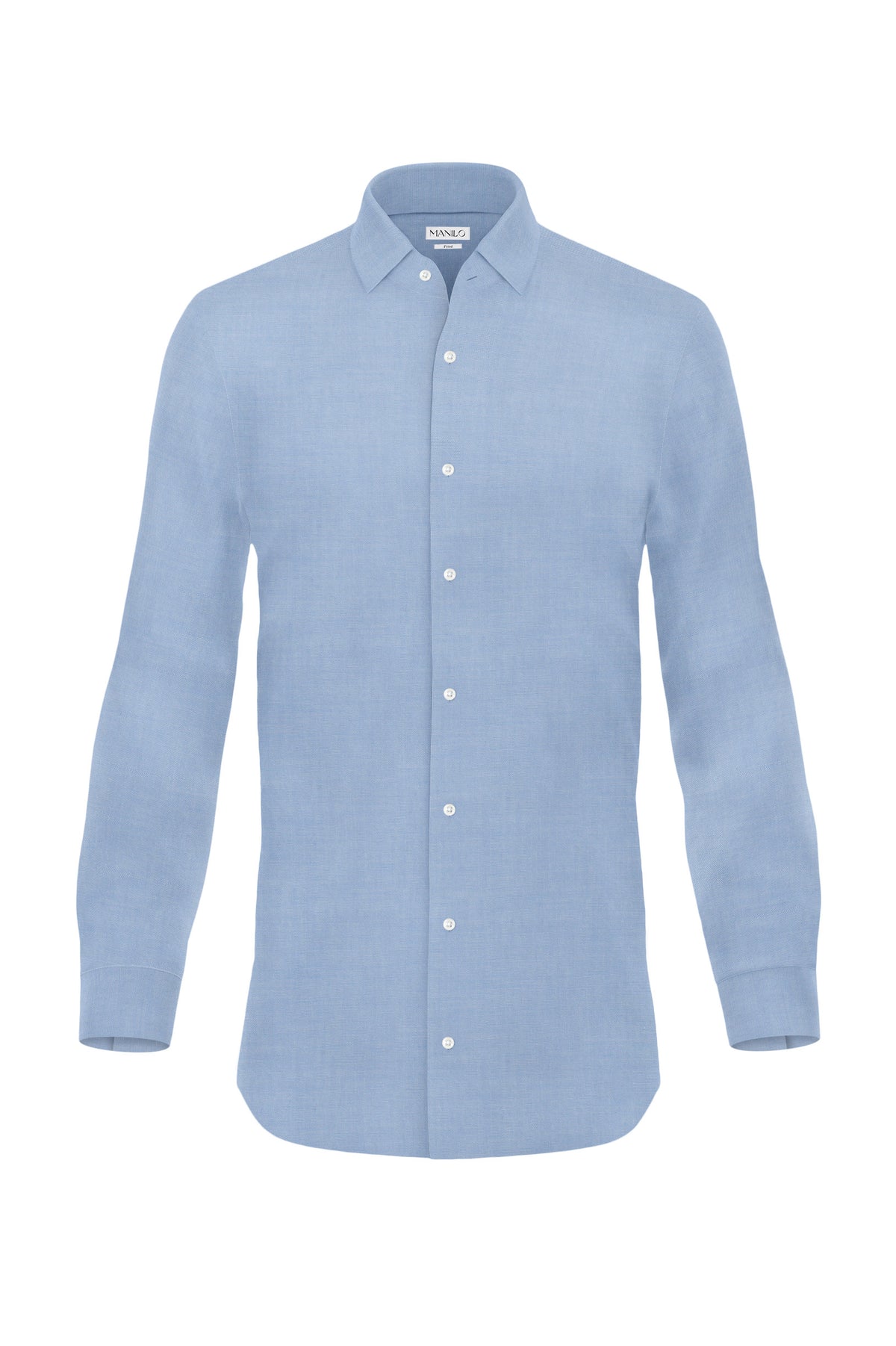 Hochwertiges Twill-Hemd Mittelblau Fitted (schmal geschnitten)