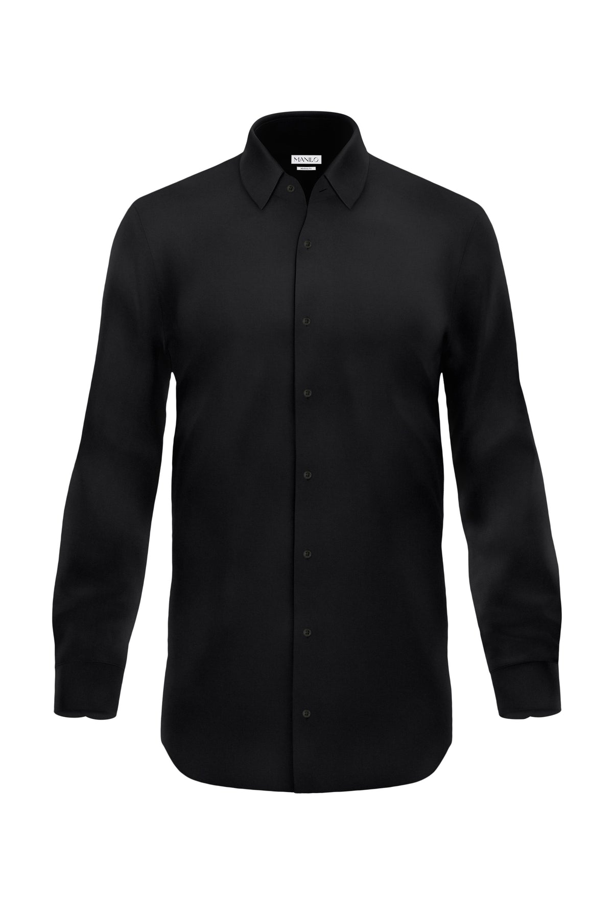 Bügelfreies Hemd Schwarz Modern Fit (gerade geschnitten)