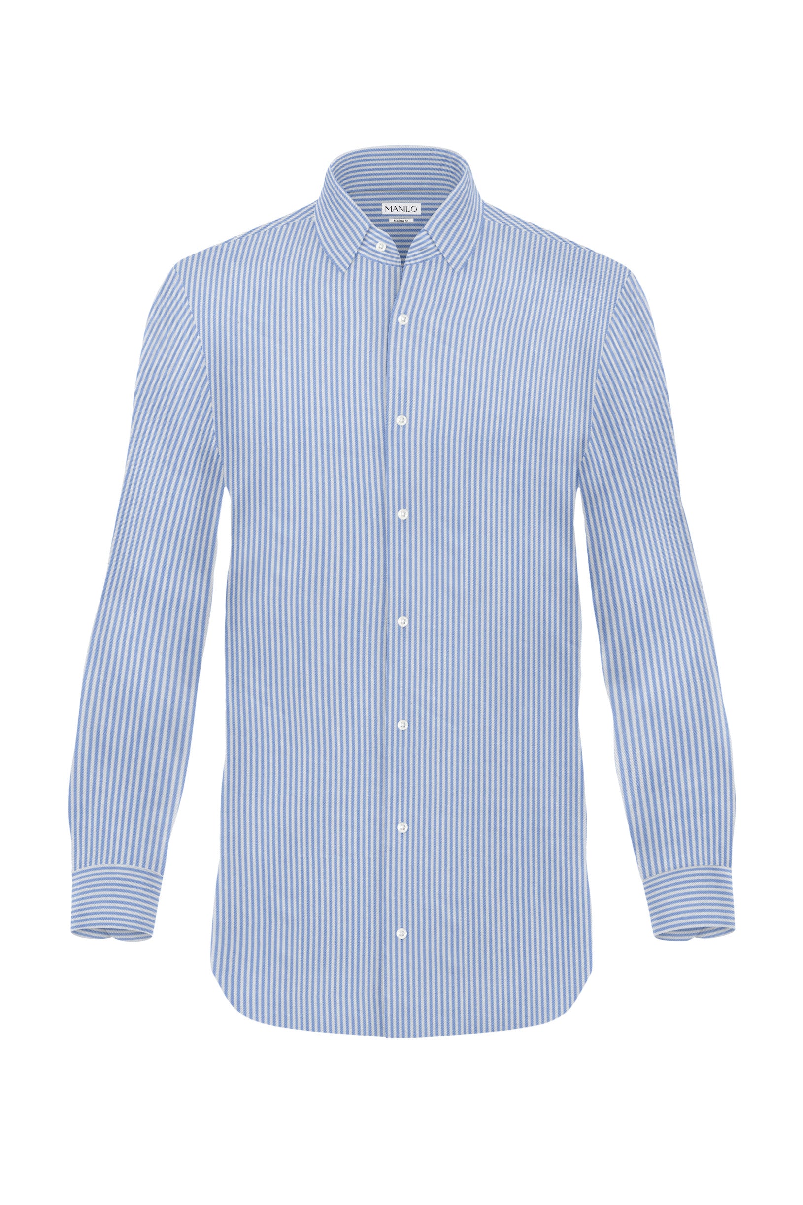 Hochwertiges Twill-Hemd Streifen Hellblau Modern Fit (gerade geschnitten)